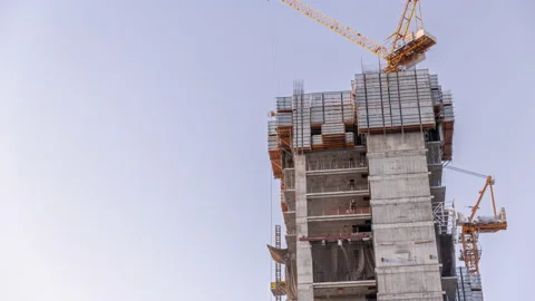 The construction process of a residential complex aerial timelapse. Stock Footage 170129781