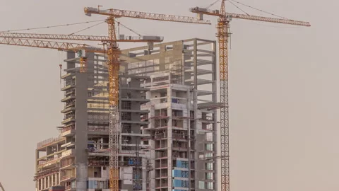 The construction process of a residential complex aerial timelapse. Stock Footage 170129987
