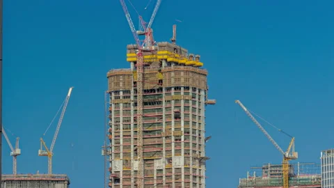 The construction process of a residential complex aerial timelapse. Stock Footage 170130575