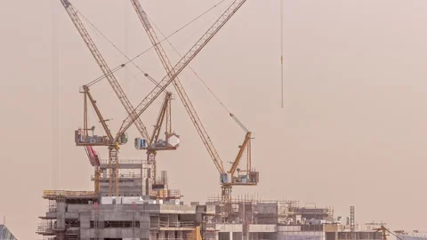 The construction process of a residential complex aerial timelapse. Stock Footage 197229162