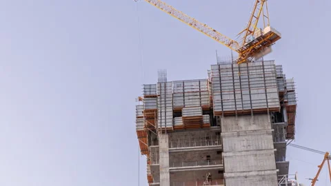 The construction process of a residential complex aerial timelapse. Stock Footage 197231533