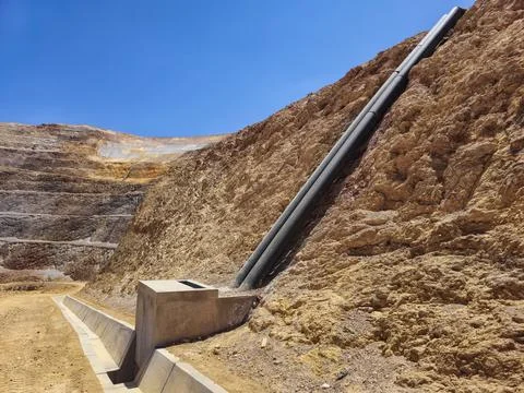 Construction process of water supply lines with HDPE pipes Stock Photos