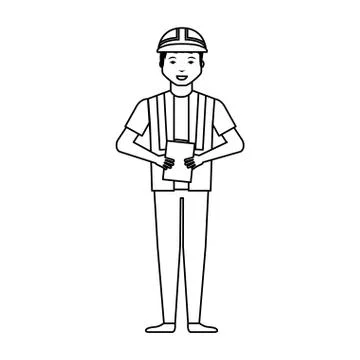 Construction professional avatar character 스톡 일러스트