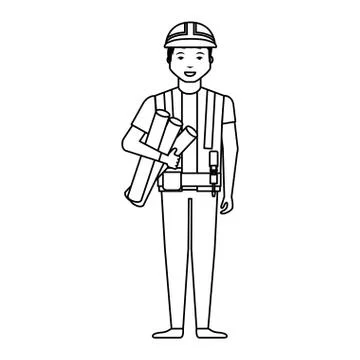 Construction professional avatar character Illustrazione stock
