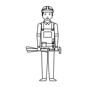 Construction professional avatar character Stock Illustration