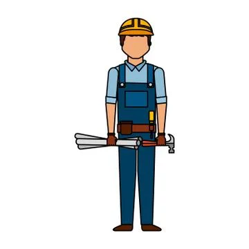 Construction professional avatar character Stock Illustration