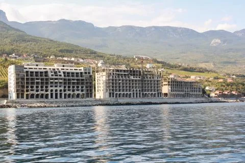 Construction in progress on the beach. Foto stock