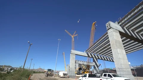 Construction progress on the border with Mexico Stock Footage 99454285