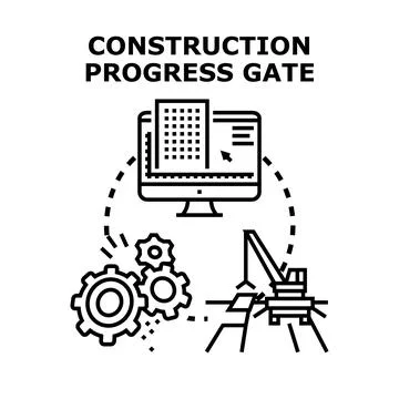 Construction progress gate concept for project management Stock-Illustration