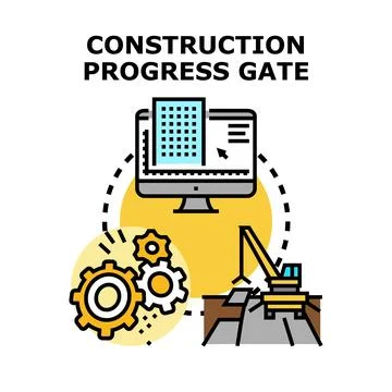 Construction progress gate concept for project management Stock Illustration