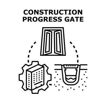 Construction progress gate planning measuring stages icon Stock Illustration