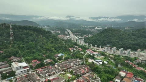 Construction Progress in Gombak Area View with Mountains and Clouds Video stock 320752340