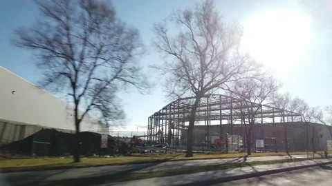 Construction Progress of Industrial Building in Dorval Stock Footage 230696460