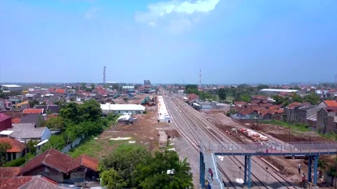 Construction Progress of Rancaekek Railway Station for Double Track Development Stock Footage 169000596