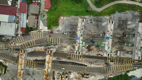 Construction Progress of Roads and Infrastructure in Gombak Area Stock Footage 320752313