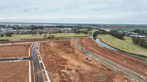 Construction progress at Silverwoods Estate in Yarrawonga Stock Footage 278300929