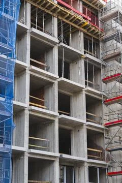 Construction progresses on modern architecture in Poznan, Poland's skyline Stock Photos