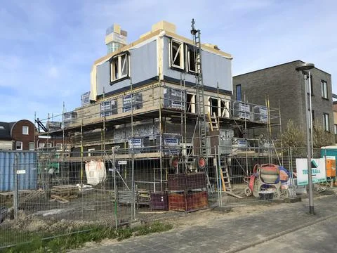 Construction project of a detached house Stock Photos