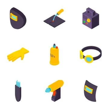 Construction project icons set, isometric style Stock Illustration