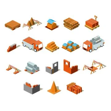 Construction project info graphic,detailed isometric vector illustration Stock Illustration