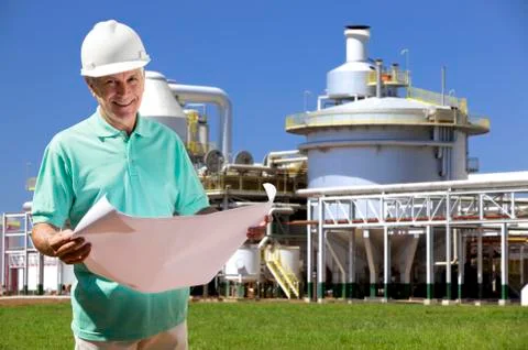 Construction Project Male Architect Checking The Blueprints Stock Photos