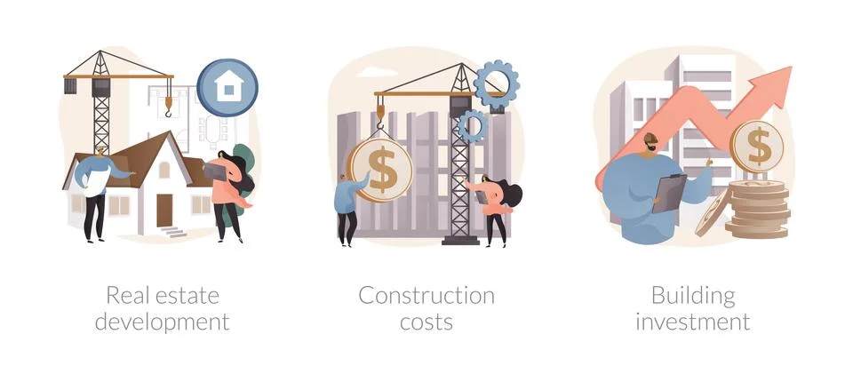 Construction project management abstract concept vector illustrations. Stock Illustration