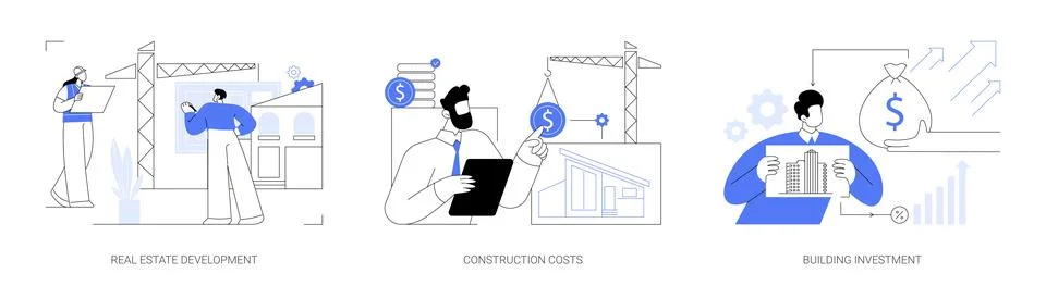 Construction project management abstract concept vector illustrations. Stock Illustration