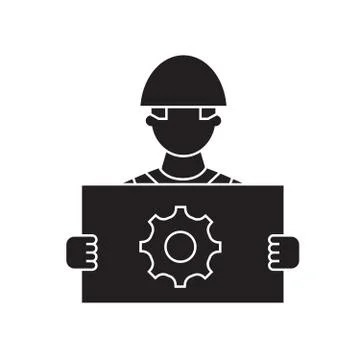 Construction project management black vector concept icon. Construction project Stock Illustration