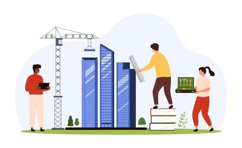 Construction project management, city architecture development, renovation by Stock Illustration