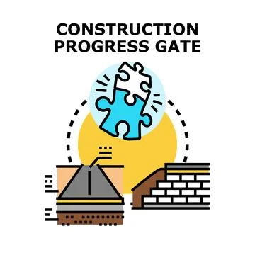 Construction project progress gate planning development stages Stock Illustration