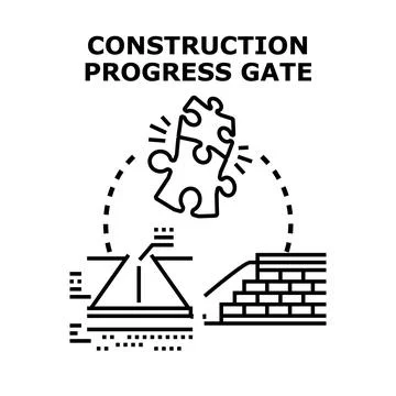 Construction project progress gate planning development stages Stock Illustration