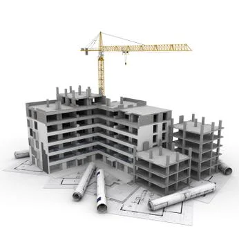 Construction project in progress Stock Illustration
