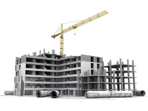 Construction project in progress Stock Illustration