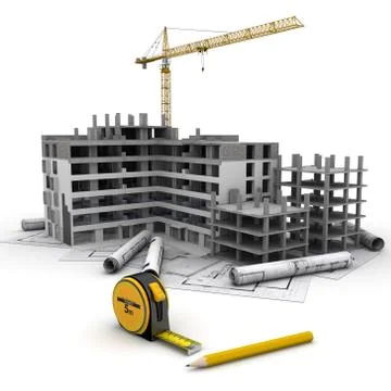 Construction project in progress Stock Illustration