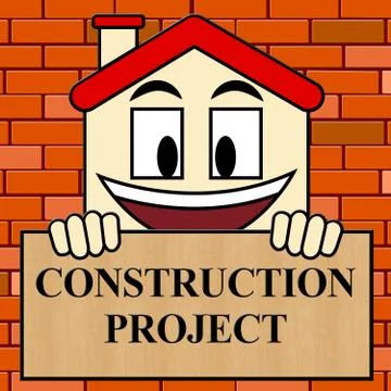 Construction Project Shows Building Venture 3d Illustration Ilustración de archivo