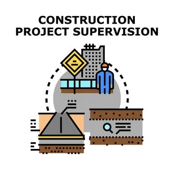 Construction project supervision and quality control concept Illustrazione stock