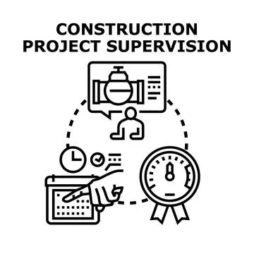 Construction project supervision planning and quality management Stock Illustration