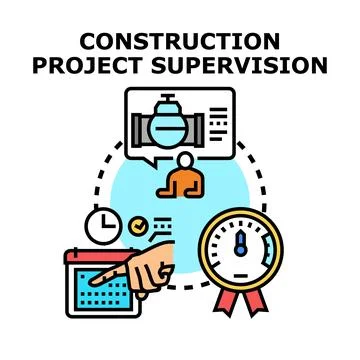 Construction project supervision planning and quality management Illustrazione stock