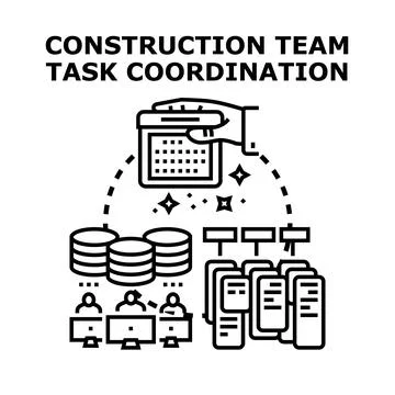 Construction project team task coordination planning Stock Illustration