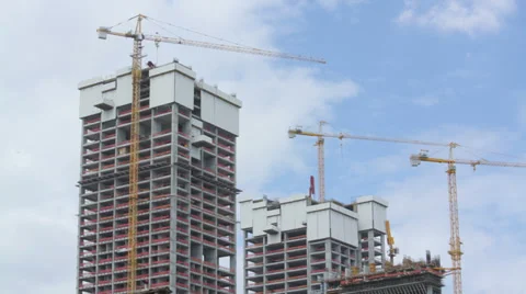 A construction project timelapse with fast moving clouds Video stock 38311547