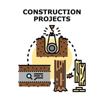 Construction projects management and engineering work process 스톡 일러스트