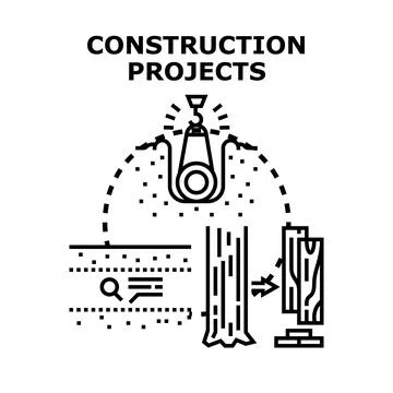 Construction projects management and engineering work process 库存插图