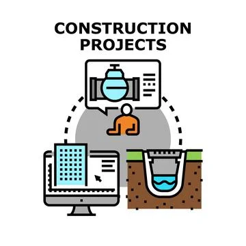 Construction projects planning and engineering design 스톡 일러스트