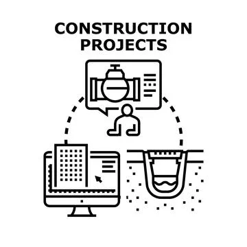Construction projects planning and engineering design 스톡 일러스트
