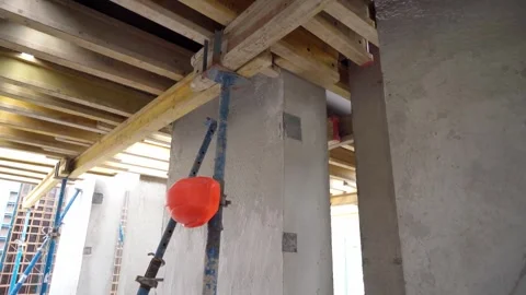 Construction props for formwork. construction of a multi-storey building Stock Footage 278236670