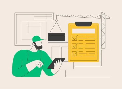 Construction quality control abstract concept vector illustration. Stock Illustration