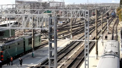 Construction of the railway station in Adler Stock-Footage 75228154