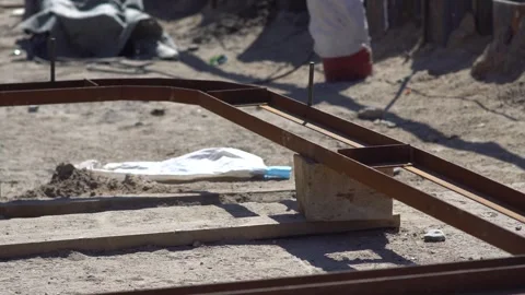 Construction, red iron structure, sun Stock Footage 287989459