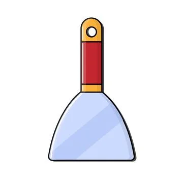 Construction red-yellow icon metal trowel, trowel with a wooden handle design Stock Illustration