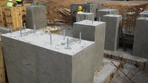 Construction of reinforced concrete structures in ground Stock Footage 182138781